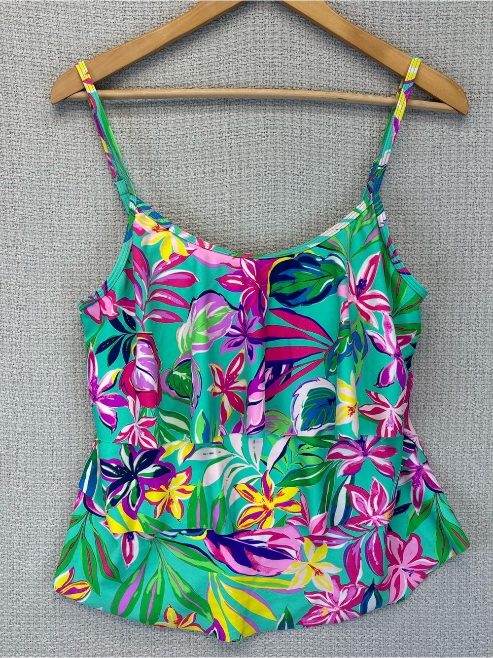 Stella Parker Floral Tankini Swim Top Quick-Drying Adjust Strap Med Bathing Suit